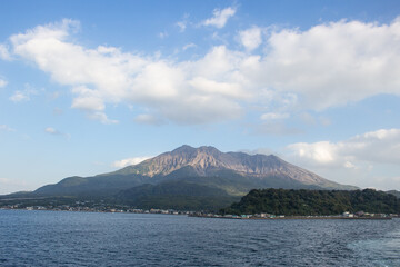 Close up view of Sakurajima Volcano (Active Volcano) in Kagoshima, Japan