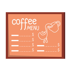 coffee menu in label