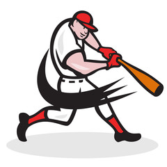 Baseball Player Batting Isolated Cartoon