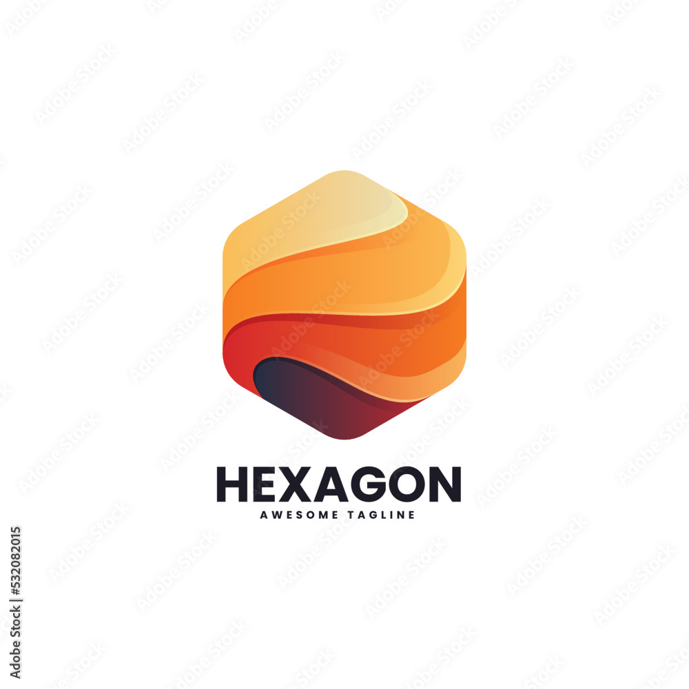 Wall mural vector logo illustration hexagon gradient colorful style.