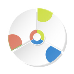 Basic circle infographic with 3 steps, process or options.