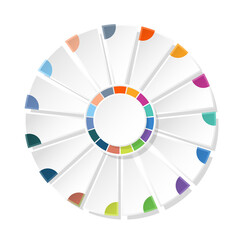 Basic circle infographic with 15 steps, process or options.