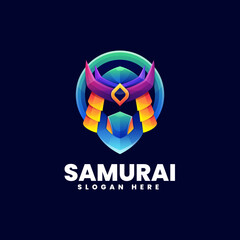 Vector Logo Illustration Samurai Gradient Colorful Style.