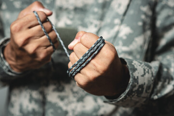 Gray paracord rope