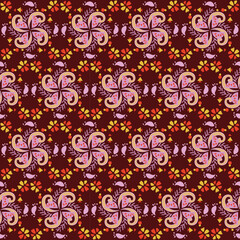 Nature Seamless Pattern Garden Floral Background Damask Plant Aboriginal Ornament Art