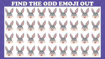 Find The Odd Emoji Out # 17, Visual Logic Puzzle Game. Activity Game For Children. Vector Illustration.