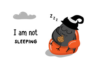 cute cartoon bat sleeping in a chair