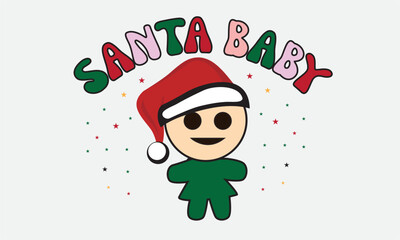 Santa Baby Christmas Retro Sublimation T-Shirt Design