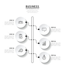 Circular Connection Steps business Infographic Template with 6 Element