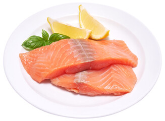 piece of salmon fillet on a ceramic plate