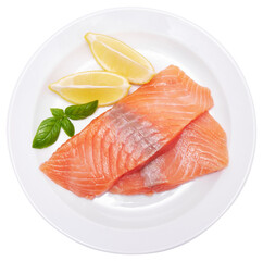 piece of salmon fillet on a ceramic plate