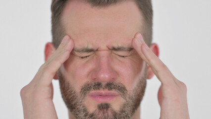 Close up of Face of Middle Aged Man Having Headache