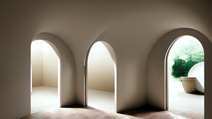 Hallways with arched walls