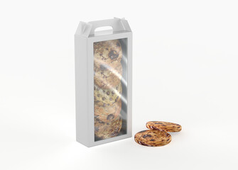 Realistic cardboard packaging boxe for cookie box mockup. Ready for your design. 3d illustration