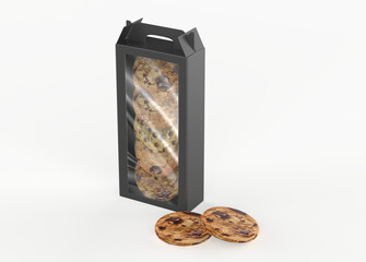 Realistic cardboard packaging boxe for cookie box mockup. Ready for your design. 3d illustration