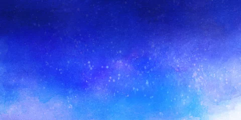 Foto auf Leinwand Blaue Sternenhimmel-Landschaftsillustration im Aquarellstil © gelatin