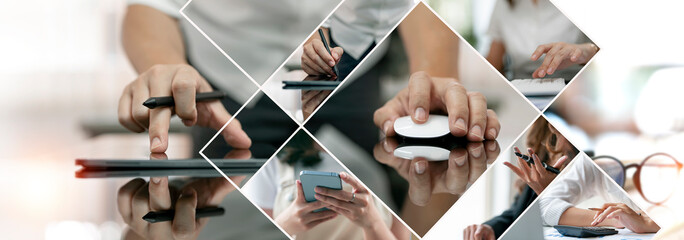 Business background. Business structure analysis and data exchange, recruiting human resources, teamwork, strategy, technology and competition.