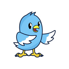 Little Blue Bird Vector Illustration