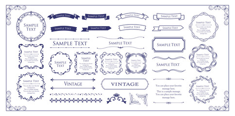 クリスマスモチーフのフレームデザインセット。ゴージャスでエレガントなデザイン素材