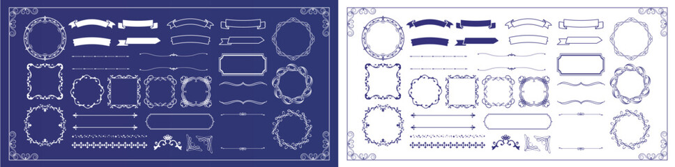 クリスマスモチーフのフレームデザインセット。ゴージャスでエレガントなデザイン素材