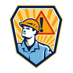 Contractor Construction Worker Caution Sign Retro