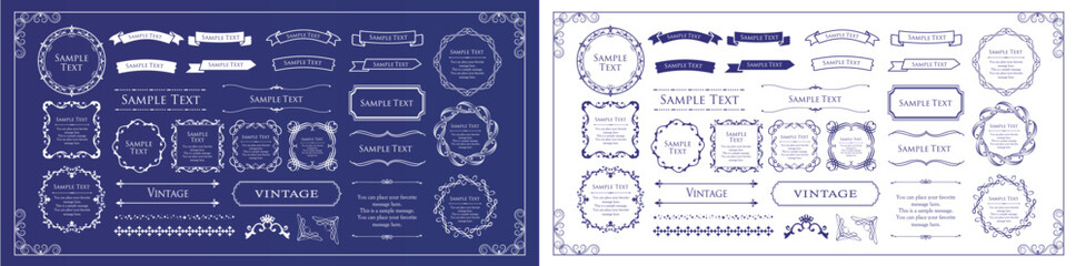 クリスマスモチーフのフレームデザインセット。ゴージャスでエレガントなデザイン素材