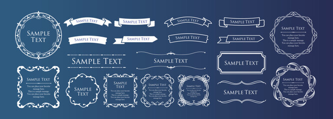 クリスマスモチーフのフレームデザインセット。ゴージャスでエレガントなデザイン素材