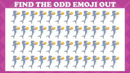 Find The Odd Emoji Out # 5, Visual Logic Puzzle Game. Activity Game For Children. Vector Illustration.