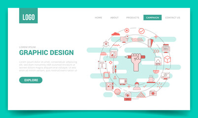 graphic design concept with circle icon for website template or landing page homepage