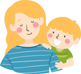 Girl Kid Boy Son Mom Massage Arm Illustration