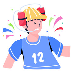 A football player flat sticker download