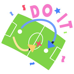 Modern sticker icon of football pitch