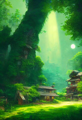 tropical forest in the night