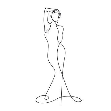 recommend clip art: Elegant Female Silhouette Continuous One Line Drawing. Woman Dress Fashion Minimalist Illustration. Woman Minimal Sketch Drawing. fashion Beauty Single Line for Home Decor, Wall Art. Vector EPS 10 