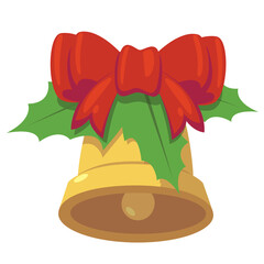 Christmas cute cartoon icons for cards, advertising, tags, sign, and symbol. Christmas bell.