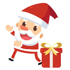Christmas cute cartoon icons for cards, advertising, tags, sign, and symbol. Santa Claus.