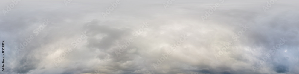 Wall mural sky panorama on overcast rainy day with low clouds in seamless spherical equirectangular format. com