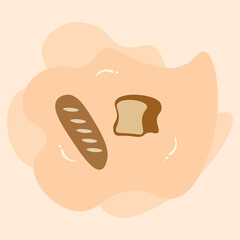 Breads vector ilustration.Graet for children book ilustration,stickees,wallpaper kitchen,bakery,etc.