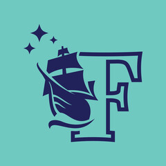 Alphabet Old Sail Boat F Logo