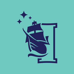 Alphabet Old Sail Boat I Logo