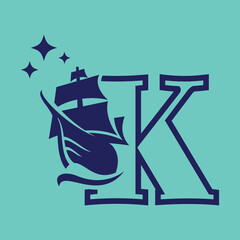 Alphabet Old Sail Boat K Logo