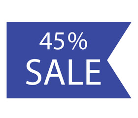45 % Sale sign tag warning banner vector art illustration Isolated on White Background