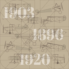 historical airplanes in design poster