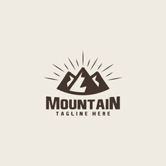 Rocky Mountain Hilltop Nature Landscape. Universal creative premium symbol. Vector sign icon logo template. Vector illustration
