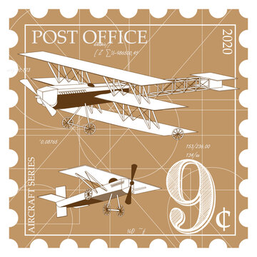 Traveling postcard stamp vector design. Vintage style.