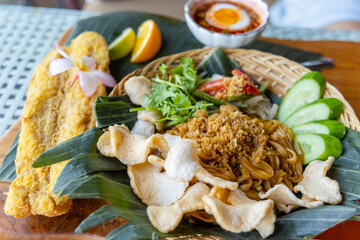 Thai cuisine, crispy fish fillet and pad thai