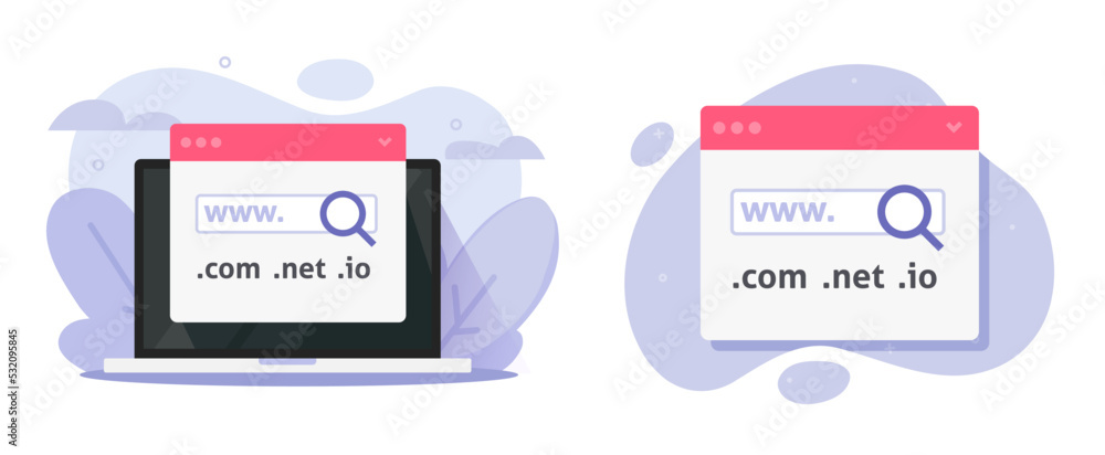 Poster domain name registration choose search icon vector or cybersquatting internet addresses technology, 