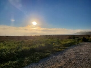 sunset over the river