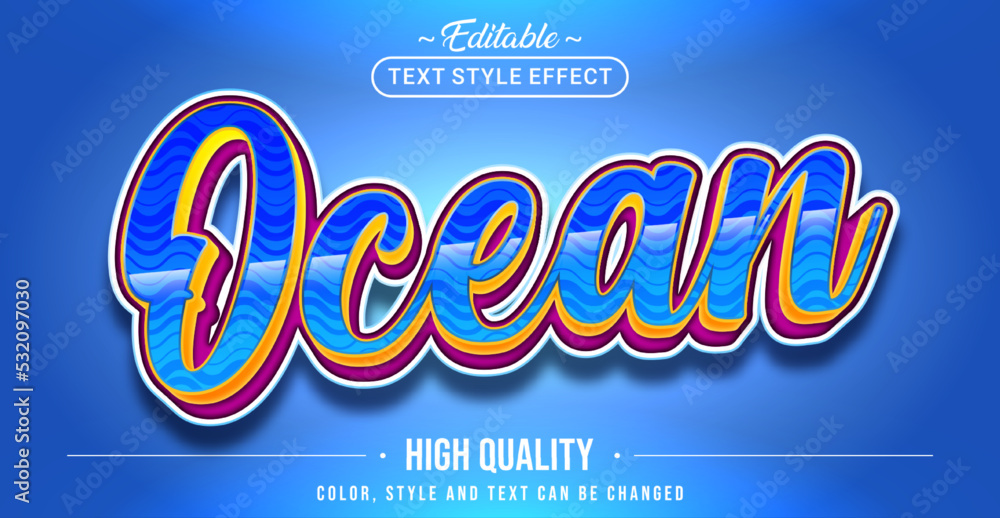 Poster editable text style effect - blue ocean text style theme.