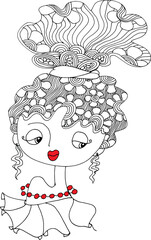 Black and white beauty hair mandala pattern design vector drawing
